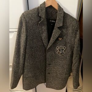 Wizarding World Hogwarts Tweed Herringbone Blazer Jacket Sz M Cotton